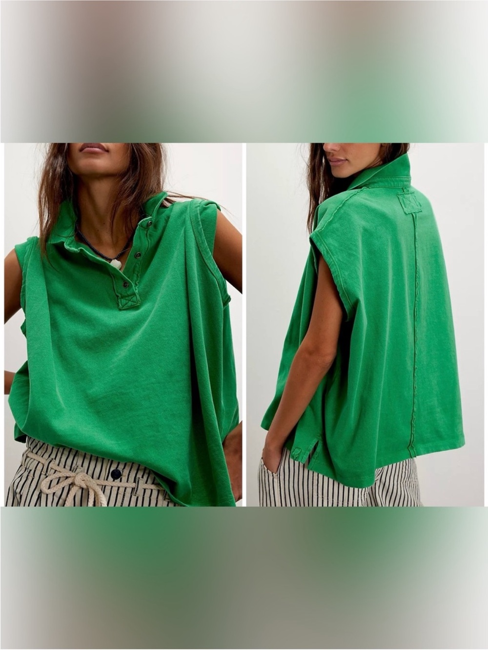 NWT Free People We The Free Keep On Polo - free green holly - large